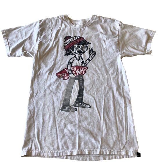 Vans off the wall Mens Tee Shirt Skater Graphic White Medium - Picture 2 of 9